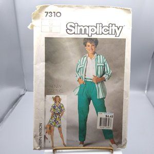 Vintage Sewing PATTERN Simplicity 7310, Misses 1986 Shirt Pants and Shorts